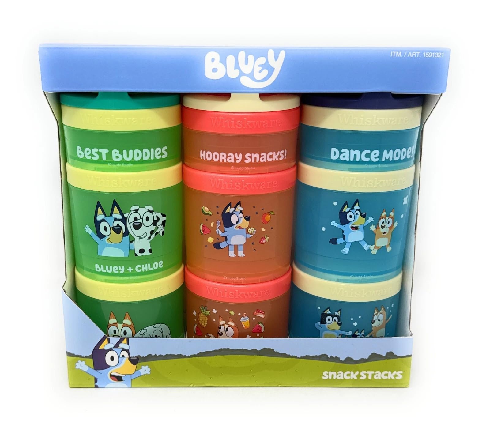 Whiskware Bluey Snack Stacks, Portable Snack Containers with Twist n' Lock™ System, BPA-Free