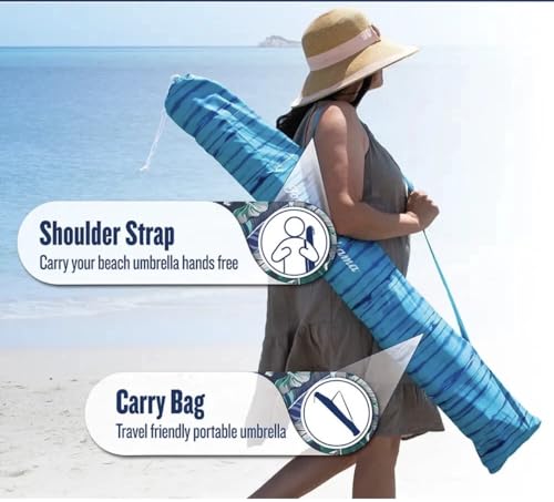 T0MMY BAHAMA 7.5 ft Beach Umbrella with wind vent and sand anchor